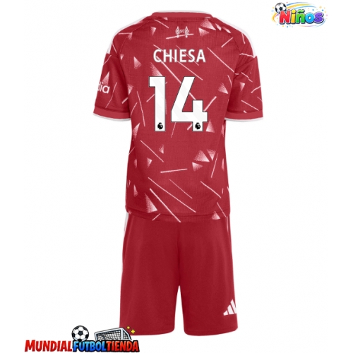 Camiseta Liverpool Federico Chiesa #14 Primera Equipación Replica 2026-27 para niños mangas cortas (+ Pantalones cortos)